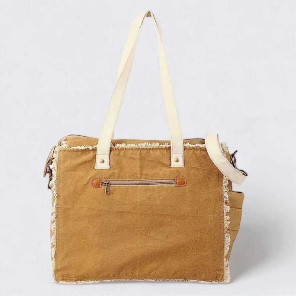 Vintage Inspired Parisian Canvas Crossbody Shoulder Bag